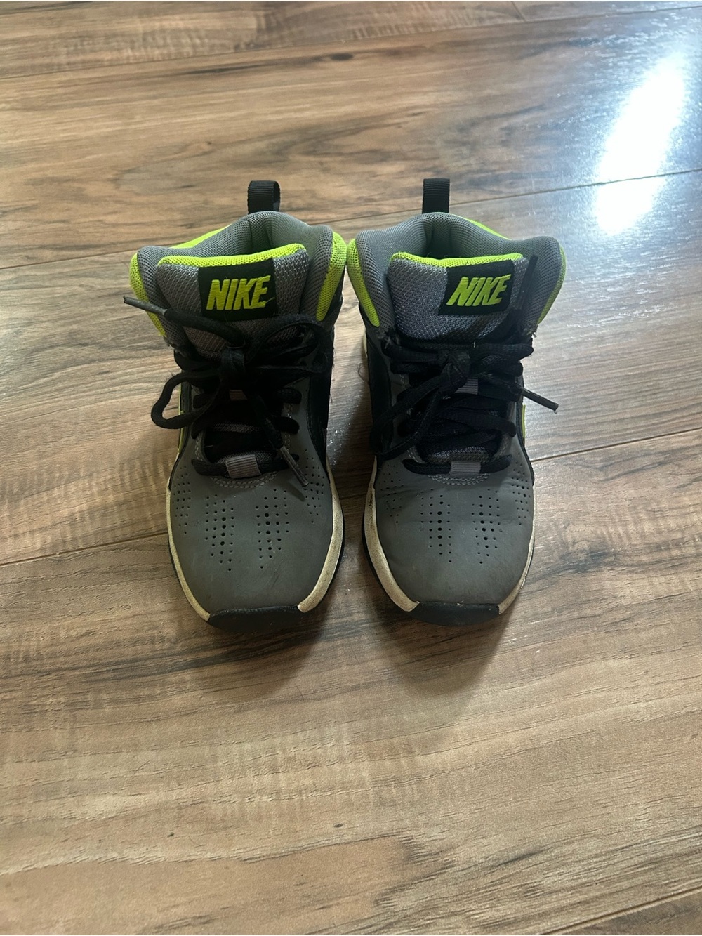 Nike Kids' Gray & Neon Green High-Top Sneakers